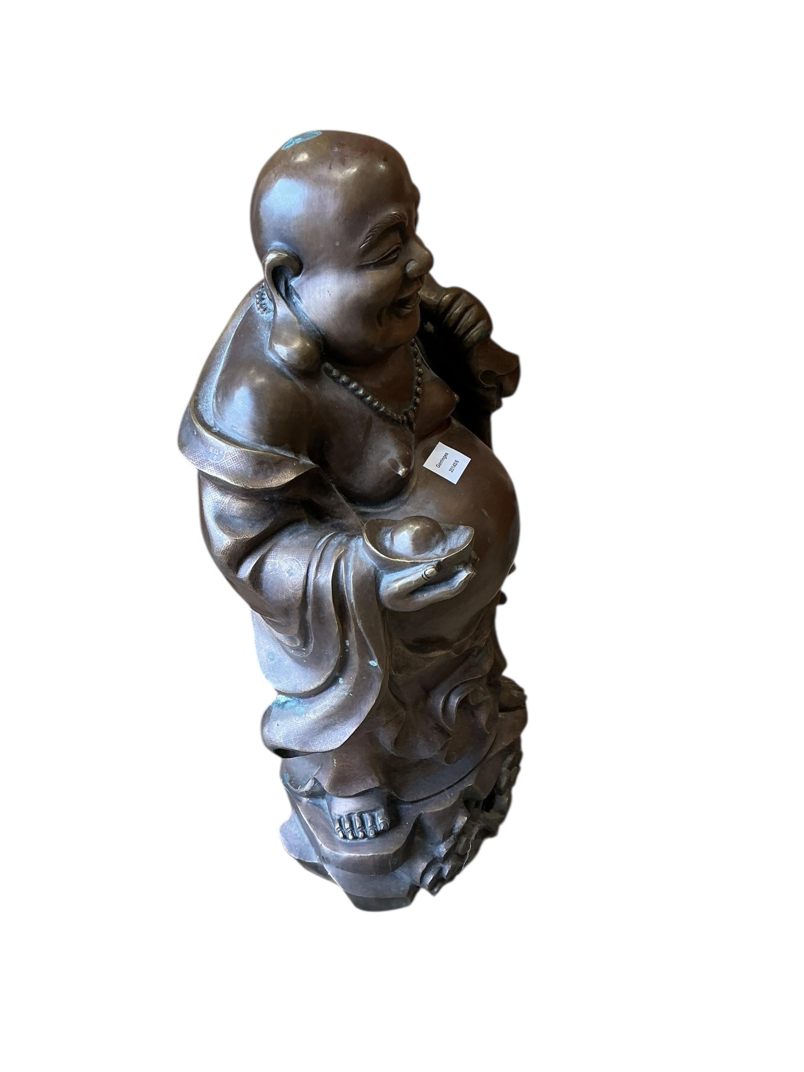 A Japanese bronze figure of a Budai, height 78cm